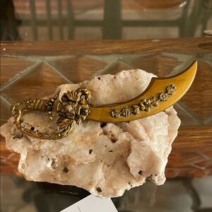 Georgian Scimitar Sword Dagger Brooch with Floral Design